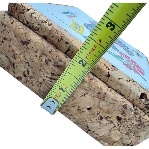 Tile Trinket Box Hand-Painted Portugal Rooster "O Galo De Barcelos" Cork 5.25" - Picture 2 of 7